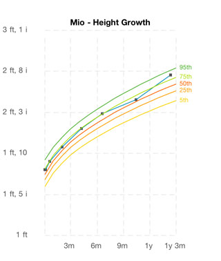 Mio's height at 14 months